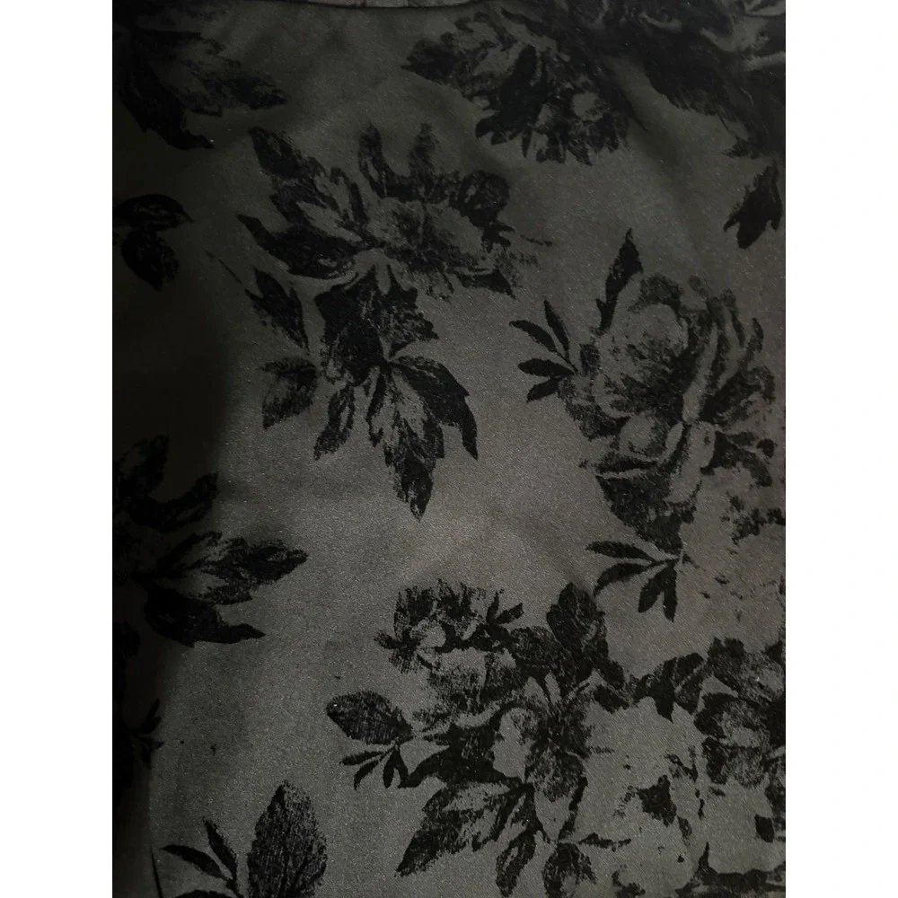 Faith and Joy Black Floral Burnout Mesh Hem Midi A-Line‎ SkirtWomens M